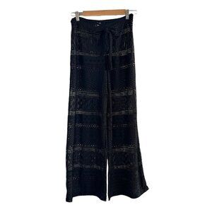 Kenneth Cole Womens Black Drawstring Waist Wide Leg Pants Swimsuit coverup